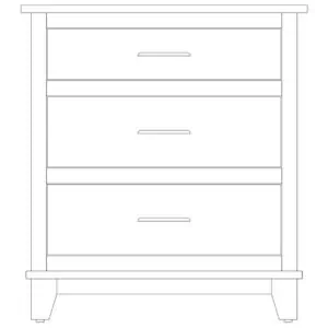 Amish-made solid wood nightstand with three drawers and sleek handles.