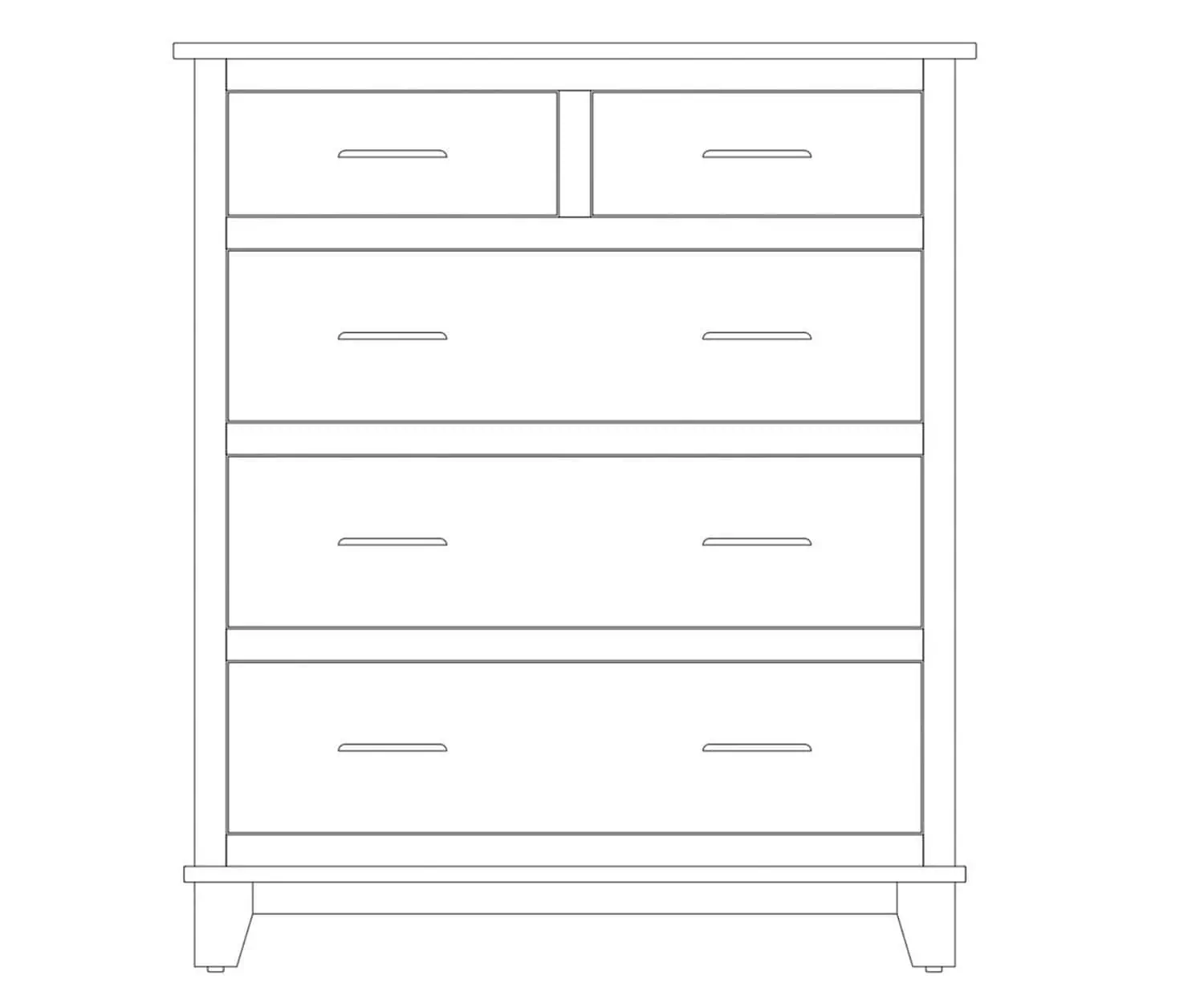 Bell Collection - 5 Drawer/Top Drawer Split Chest