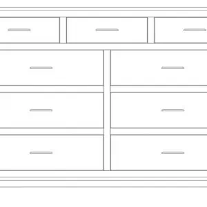 Classic Amish-made solid wood dresser with multiple drawers for bedroom storage.