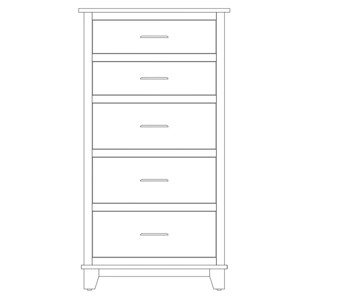 Solid wood dresser with five drawers, handcrafted by Amish artisans.