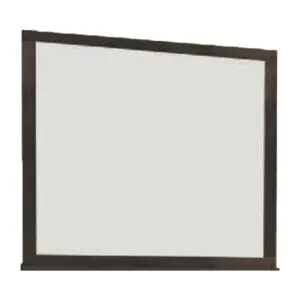 Mirror with dark wood frame for bedroom or living room decor.
