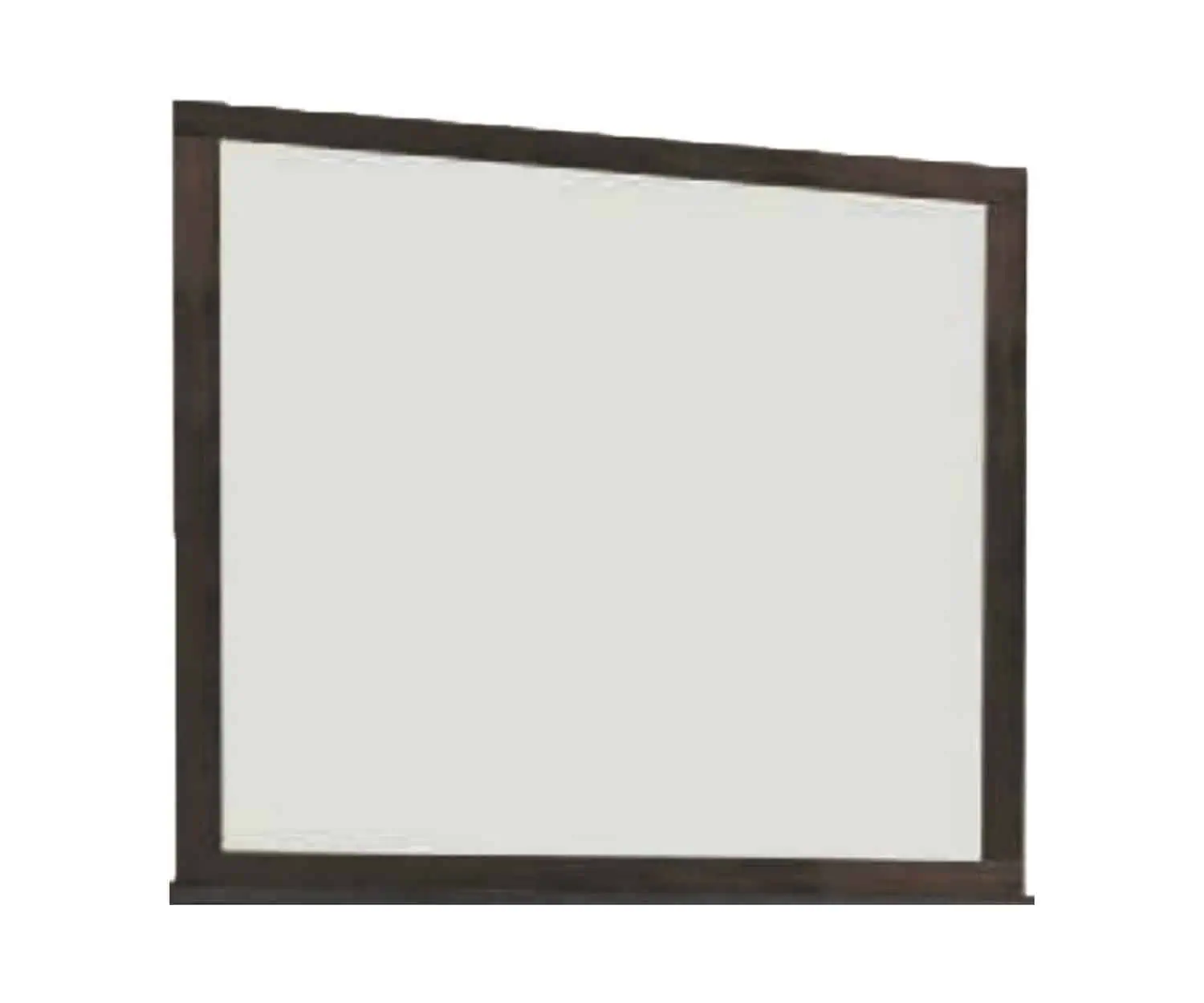 Mirror with dark wood frame for bedroom or living room decor.