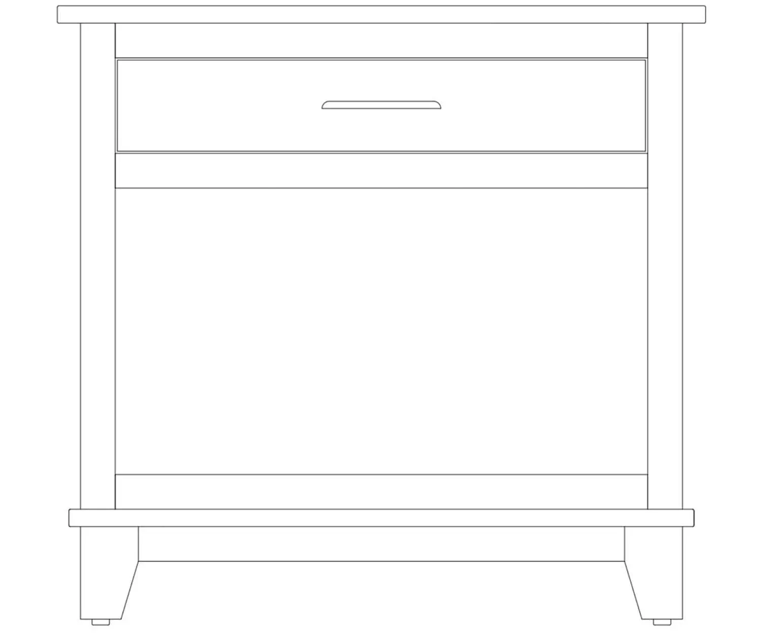 Solid wood Amish-crafted nightstand with drawer and lower shelf.