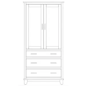 Amish-made solid wood wardrobe with drawers and double doors.