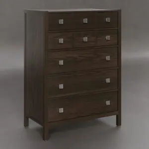 Solid wood dresser with modern square hardware, crafted by Amish artisans.