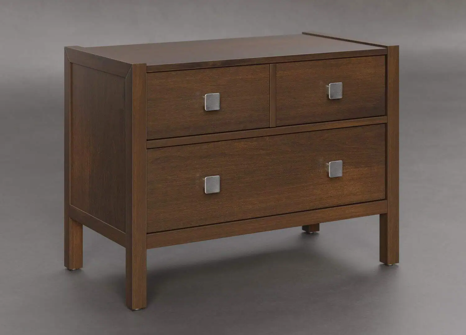 Solid wood dresser with modern square hardware, handcrafted by Amish artisans in Ohio.