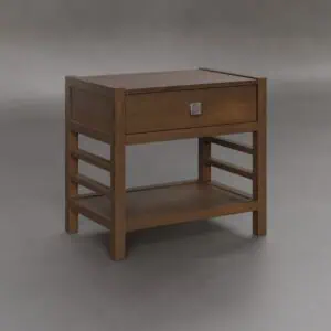 Amish-made solid wood nightstand with drawer and open shelf, crafted in Millersburg, Ohio.