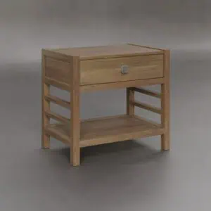 Amish-made solid wood nightstand with drawer and open shelf, crafted in Millersburg, Ohio.