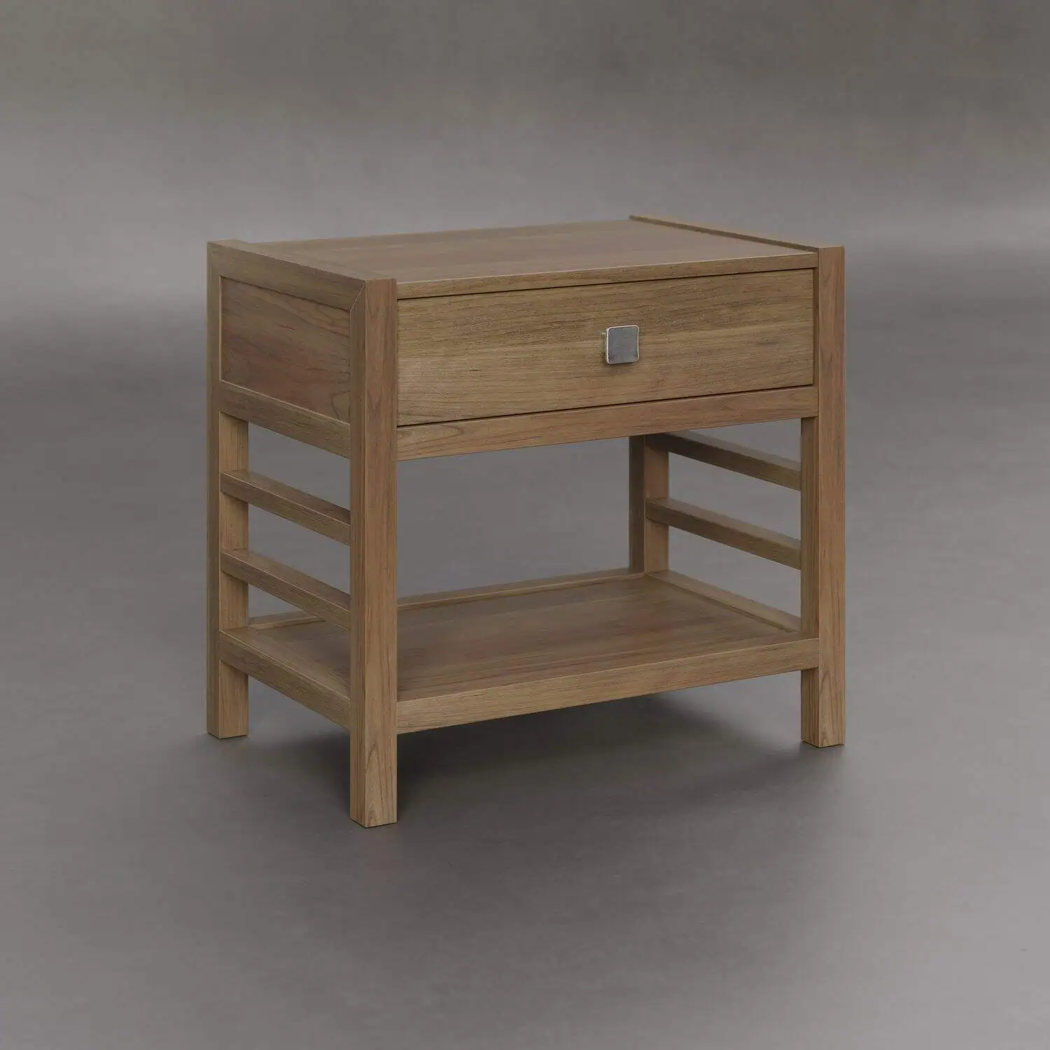 Amish-made solid wood nightstand with drawer and open shelf, crafted in Millersburg, Ohio.